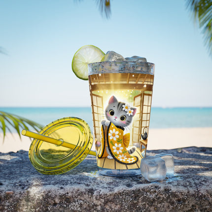 Playful Kitten in the Tea Room Sunsplash Tumbler with Straw, 16oz