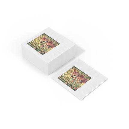 Geisha Kitten’s Easter White Coined Napkins