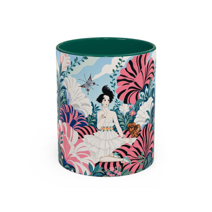 🌸🦋 The Enchanted Pink Blossom Retreat Colorful Mug – Art Deco Floral Whimsy
