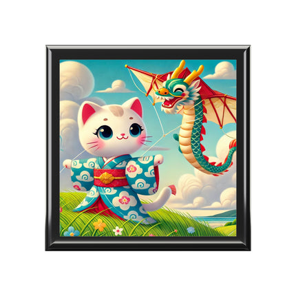 Geisha Kitten and the Dragon Jewelry Box