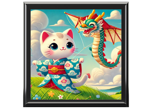 Geisha Kitten and the Dragon Jewelry Box
