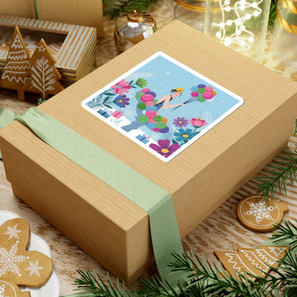 🎈❄️ The Lady Of The Winter Celebration Kiss-Cut Sticker – Art Deco Holiday Fantasy