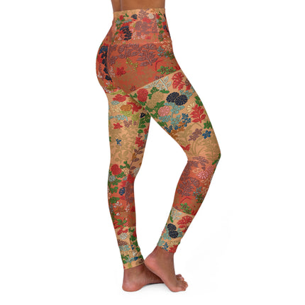 Japanese Fan Flower Pattern by G.A. Audsley High Waisted Yoga Leggings (AOP)