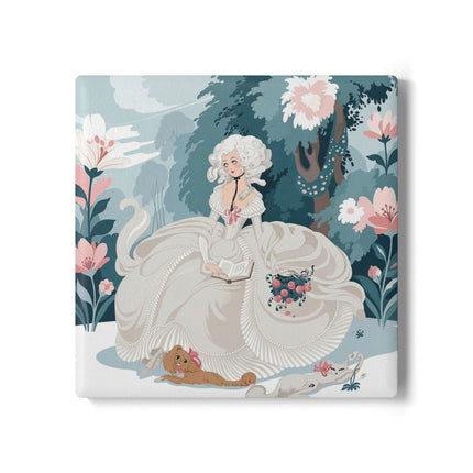 📖🌹 The Lady Of The Garden Storybook Ceramic Coaster – Art Deco Floral Elegance