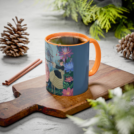 The Ladies And The Enchanted Macaw Colorful Mugs – Art Deco Botanical Elegance