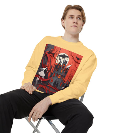 Halloween Night Scene Unisex Garment-Dyed Sweatshirt