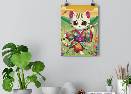 Samurai Kitten Giclée Art Print