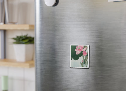 Blooming Lotus Flowers by Ohara Koson Die-Cut Magnets (5 Sizes)
