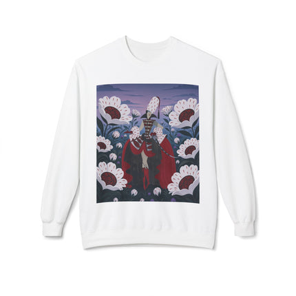 🎭🌹 The Crimson Garden Masquerade Midweight Crewneck Sweatshirt – Art Deco Floral Fantasy