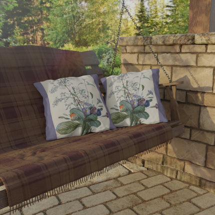 A Bouquet of Flowers with Insects by Pierre Joseph Redouté Outdoor Pillows