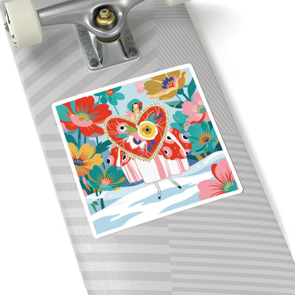 ❤️🌸 The Winter Heart Garden Kiss-Cut Sticker – Colorful Art Deco Floral Fantasy