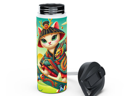 Dragon Dance on Wheels Stainless Steel Water Bottle, Standard Lid