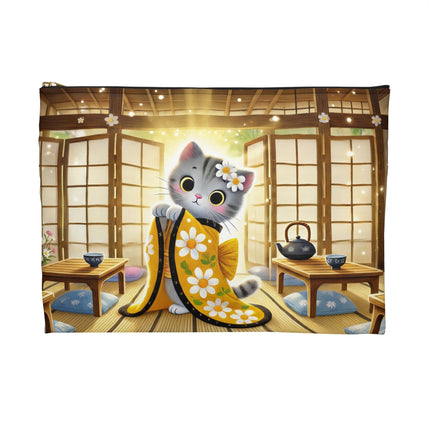 Playful Kitten in the Tea Room Accessory Pouch – Curious Charm & Cozy Whimsy
