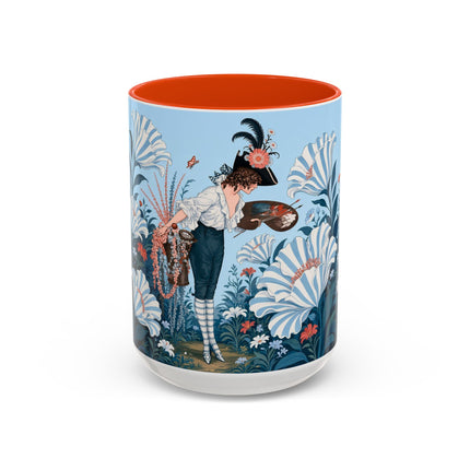 🎨💙 The Enchanted Garden Artist Colorful Mug – Art Deco Floral Whimsy