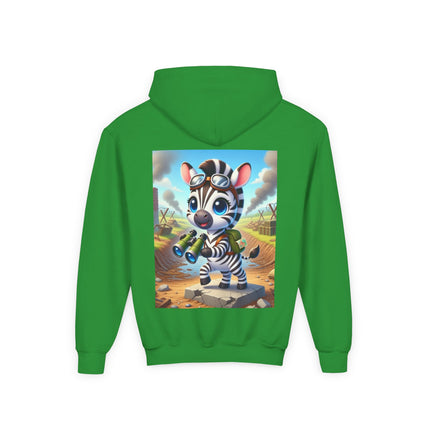 Zebra Lookout Youth Hooded Sweatshirt – Adventure, Curiosity & Explorer Spirit