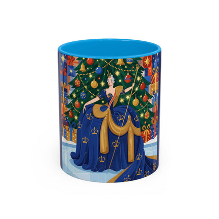 👑🎄 The Christmas Queen Of Golden Bells Colorful Mug – Art Deco Holiday Elegance