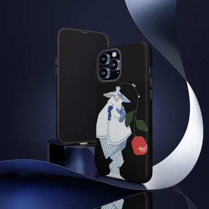 Blue & White Porcelain Geisha Phone Case – Elegant Mystery & Floral Grace