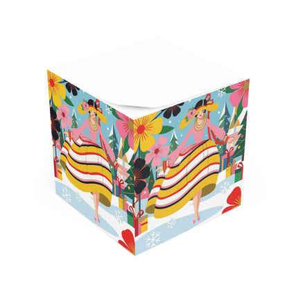 🌸🎄 The Christmas Blossom Belle Note Cube – Art Deco Holiday Cheer