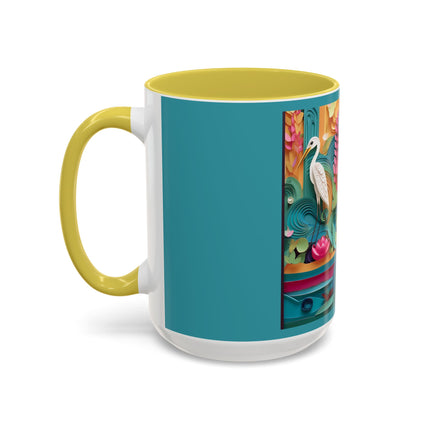 Elegant Egret Oasis Colorful Mugs (11oz, 15oz)