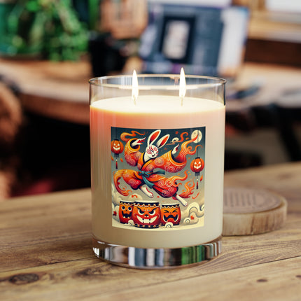 Jack-O’-Lantern Drums & The Kabuki Rabbit Scented Candle - Full Glass, 11oz