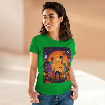 🎃🕯️ The Midnight Halloween Greeting Cotton Tee – Vintage Halloween Charm