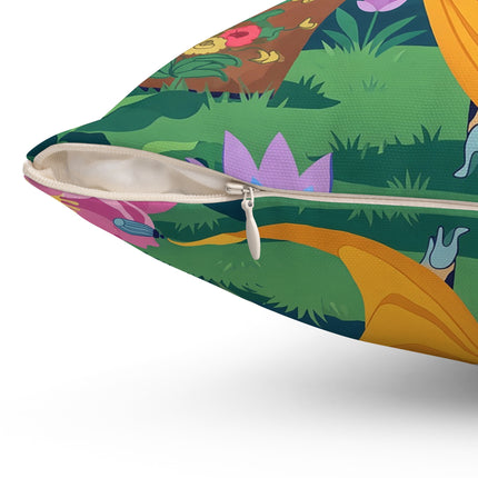 🪷✨ The Lady Of The Golden Lotus Garden Square Pillow – Art Deco Floral Elegance