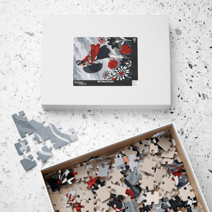 🌹☂️ The Lady In The Storm Puzzle – Art Deco Floral Drama