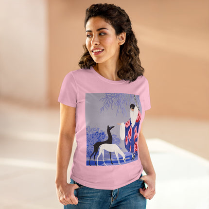 🦌🌸 The Lady Of The Graceful Deer Cotton Tee – Art Deco Garden Elegance