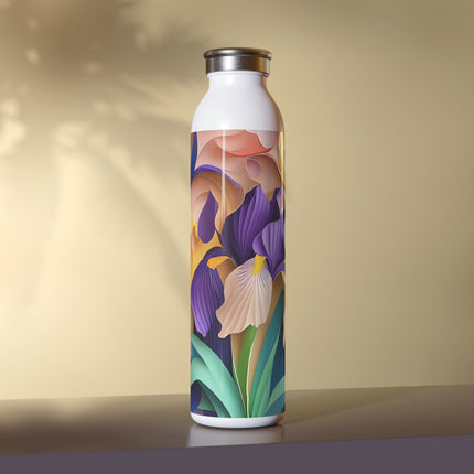The Elegant Iris Flower Slim Water Bottle