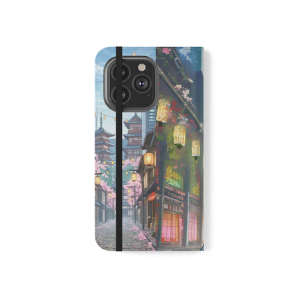 🦚🌸 Techno Plumes Peacock Flip Case – Neon Elegance & Sakura Dreams