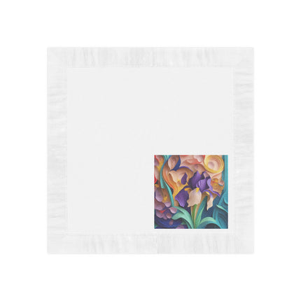 The Elegant Iris Flower White Coined Napkins