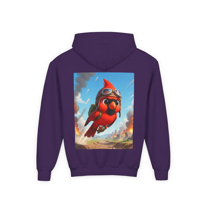 Cardinal Dive Bomber Youth Hooded Sweatshirt – Bold Flight & Fearless Adventure