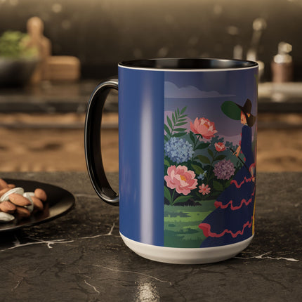The Lady Of The Garden Stroll Colorful Mugs – Art Deco Botanical Elegance