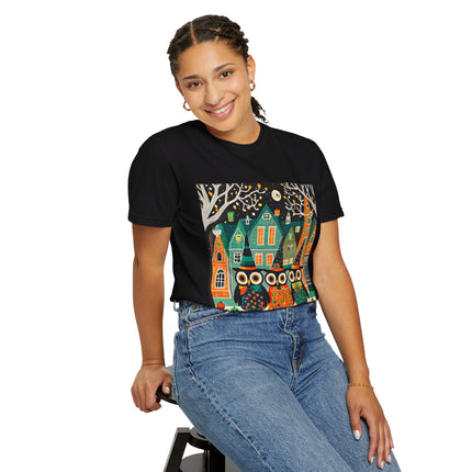 Night of the Trick-or-Treating Owlets Unisex Garment-Dyed T-shirt