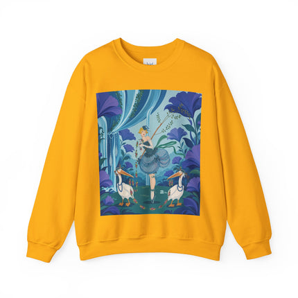 🪶🌺 The Pelican Garden Dance Crewneck Sweatshirt – Art Deco Botanical Whimsy