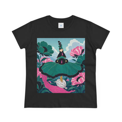 💚🌸 The Emerald Blossom Enchantress Cotton Tee – Art Deco Floral Fantasy