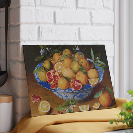 Still Life with Lemons, Oranges, and a Pomegranate Glass Cutting Board