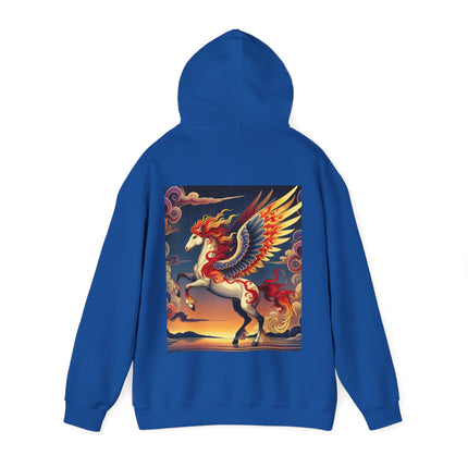 Flame-Winged Horse at Sunset – Heavy Blend™ Hooded Sweatshirt