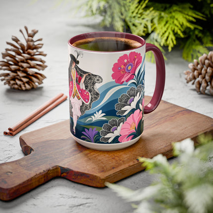 🌸🎀 The Pink Lace Garden Promenade Colorful Mug – Art Deco Fashion Elegance