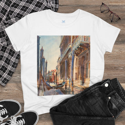 Gondola Moorings on the Grand Canal by John Singer Sargent Women's Midweight Cotton Tee