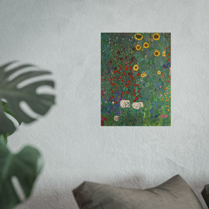 Farm Garden with Sunflowers by Gustav Klimt Fine Art Posters