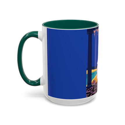 The Moonlit Promenade Colorful Mug (11oz, 15oz) – Blush Elegance, Coastal Romance & Art Deco Style