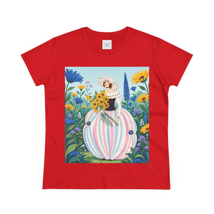 🌻🎀 The Sunflower Garden Bouquet Cotton Tee – Art Deco Floral Elegance
