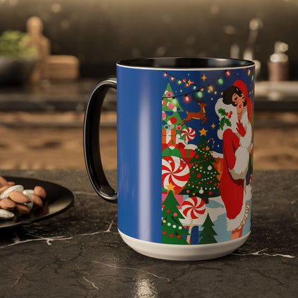 🦌🍬 The Lady Of The Peppermint Christmas Garden Colorful Mug – Colorful Art Deco Holiday Fantasy