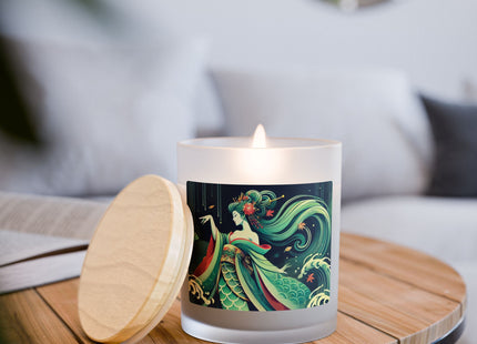 Mermaid Queen Rising from the Deep Frosted Glass Candle, 11oz