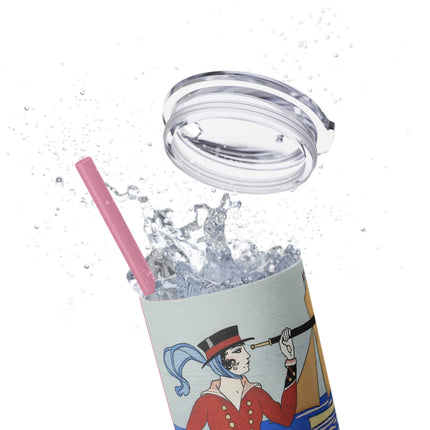 Costume de Yacht by George Barbier Skinny Tumbler with Straw, 20oz