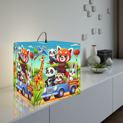 🦒🚙 The Safari Friends on the Move Light Cube Lamp – Adventure, Friendship & Sunny Fun