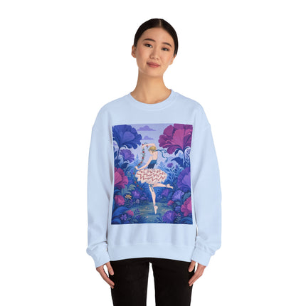 🌸🩰 The Enchanted Garden Ballet Crewneck Sweatshirt – Art Deco Floral Whimsy