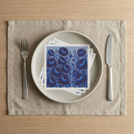 💙🌺 The Midnight Blue Peony Garden Napkins – Elegant Botanical Floral Art