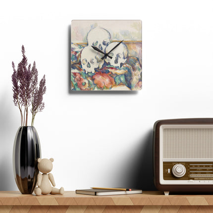 The Three Skulls by Paul Cézanne Acrylic Wall Clock, Round and Square